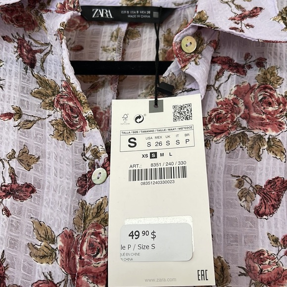 NWT Zara Floral Blouse - Picture 2 of 3
